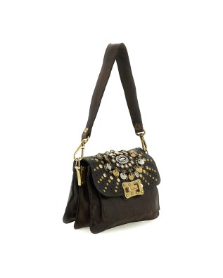 Campomaggi - Leather Shoulder Bag with Flap and Studs, Size S 2