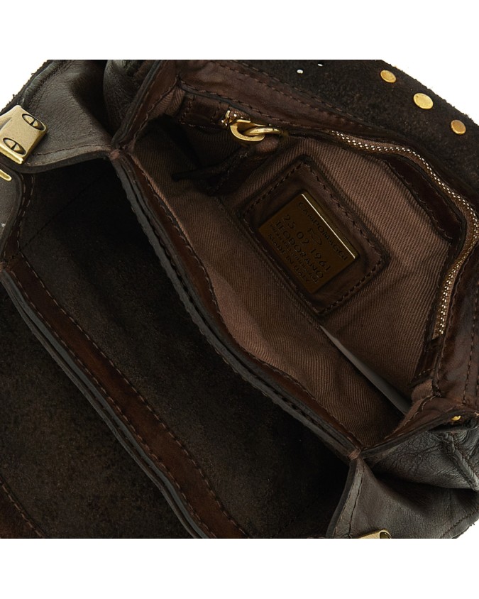 Campomaggi - Leather Shoulder Bag with Flap and Studs, Size S