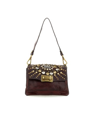 Campomaggi - Leather Shoulder Bag with Flap and Studs, Size S