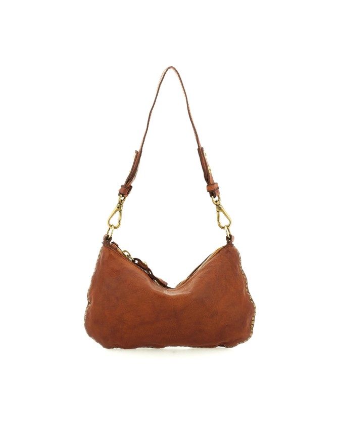  Campomaggi - Borsa a Spalla con Borchie in Pelle di Vacchetta
