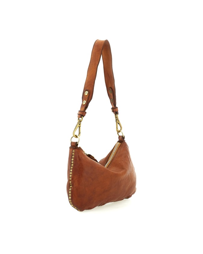 Campomaggi - Borsa a Spalla con Borchie in Pelle di Vacchetta