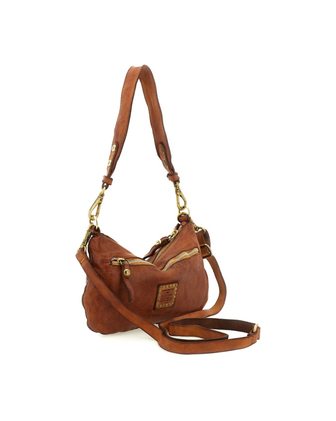  Campomaggi - Borsa a Spalla con Borchie in Pelle di Vacchetta