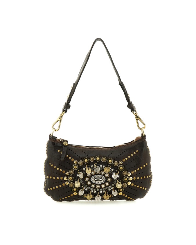 Campomaggi - Borsa a Spalla con Borchie e Strass in Pelle di