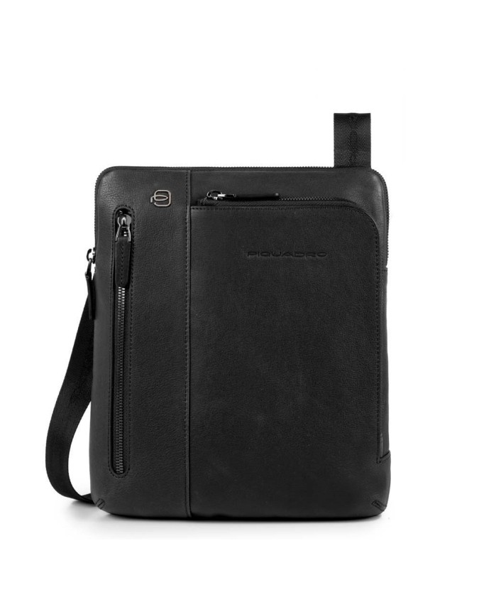 Piquadro - Borsello in pelle piatto nero Black Square