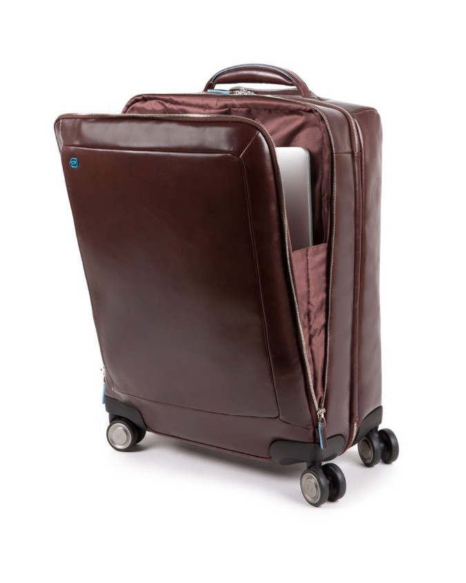 Piquadro - Trolley cabina porta PC 15.6'' in pelle Blue Square