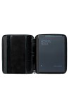 Piquadro - Portablocco sottile A4 in pelle con lampo Stationery
