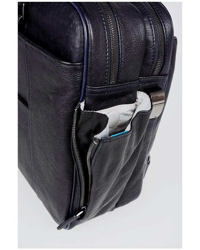 PIQUADRO - Cartella in pelle due manici BagMotic - Blu - CA3950B3BM/BLU