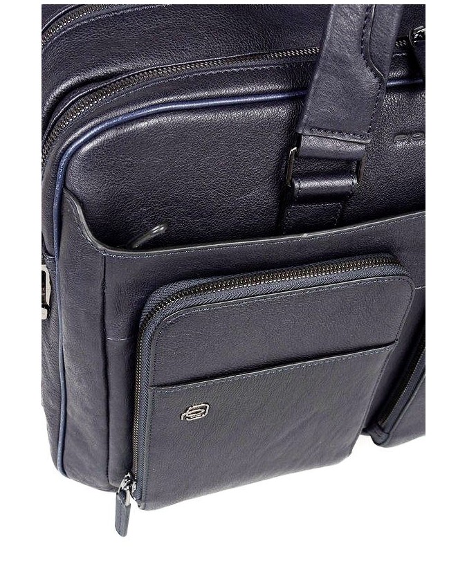PIQUADRO - Cartella in pelle due manici BagMotic - Blu - CA3950B3BM/BLU