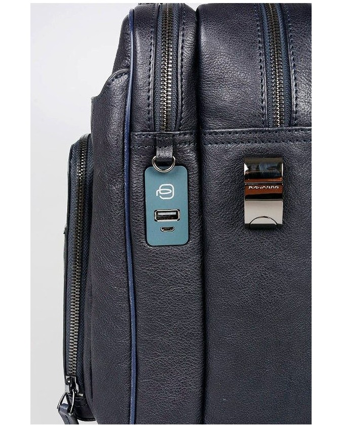 PIQUADRO - Cartella in pelle due manici BagMotic - Blu - CA3950B3BM/BLU