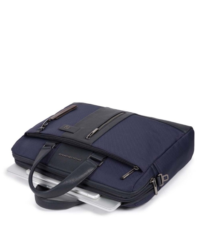 Piquadro - Cartella 2 comparti PC 15,6''  in pelle e tessuto Brief 2