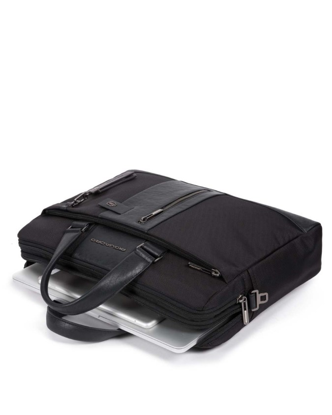 Piquadro - Cartella 2 comparti PC 15,6''  in pelle e tessuto Brief 2