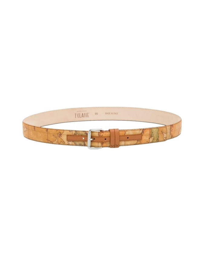 Alviero Martini Prima Classe - Cintura con fibbia logata platino Geo Classic