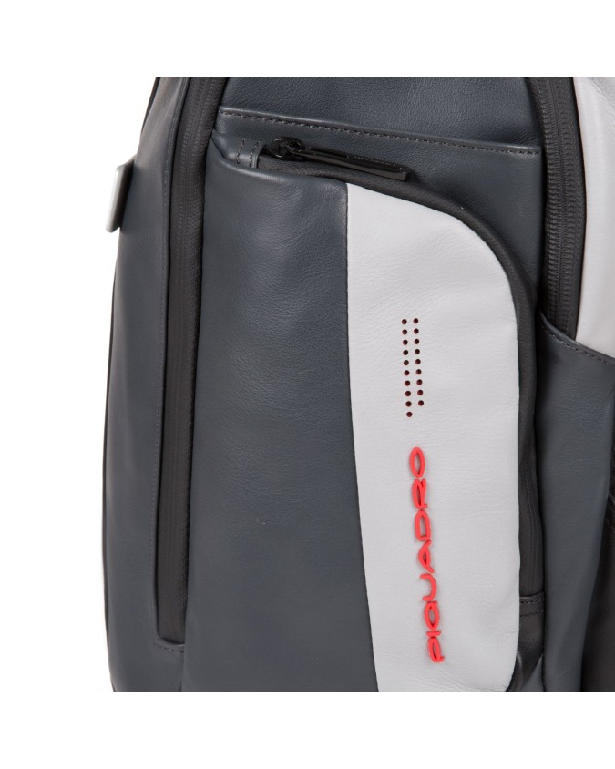 Zaini Porta PC Piquadro - Zaino in pelle e tessuto porta pc