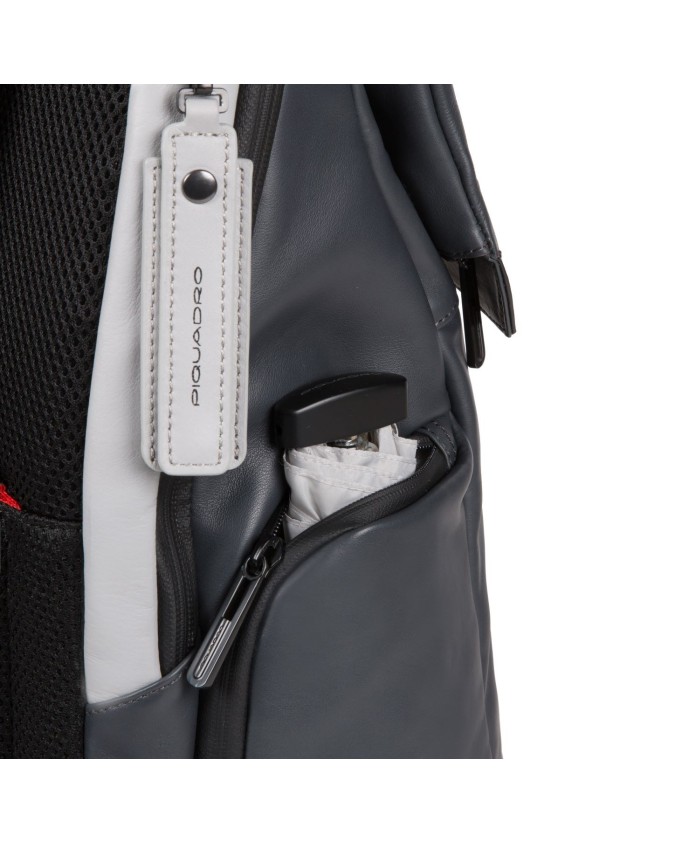 Zaini Porta PC Piquadro - Zaino in pelle e tessuto porta pc