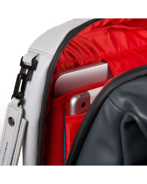 Zaini Porta PC Piquadro - Zaino in pelle e tessuto porta pc