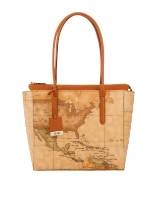Alviero Martini Prima Classe -  Borsa shopping media in tessuto Geo Classic