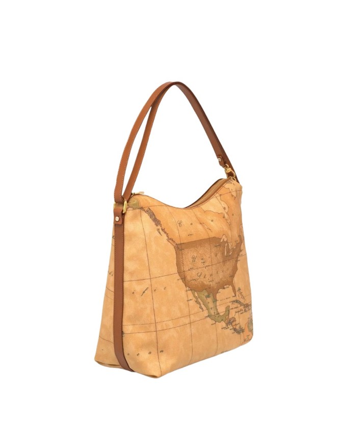 Alviero Martini Prima Classe - Borsa media a spalla in tessuto stampato Geo Classic