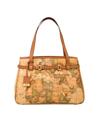 Alviero Martini Prima Classe - Borsa grande a spalla in tessuto Geo Classic