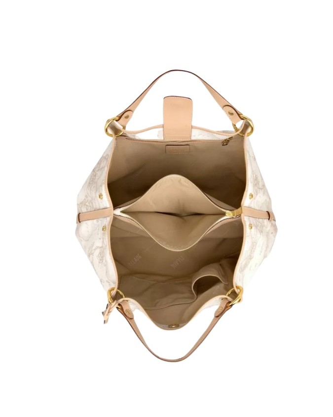 Alviero Martini Prima Classe -  Borsa grande a mano in tessuto Geo White