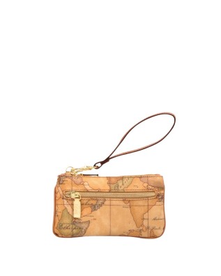 Alviero Martini Prima Classe - Pochette a mano in tessuto stampato Geo Classic con occhiello
