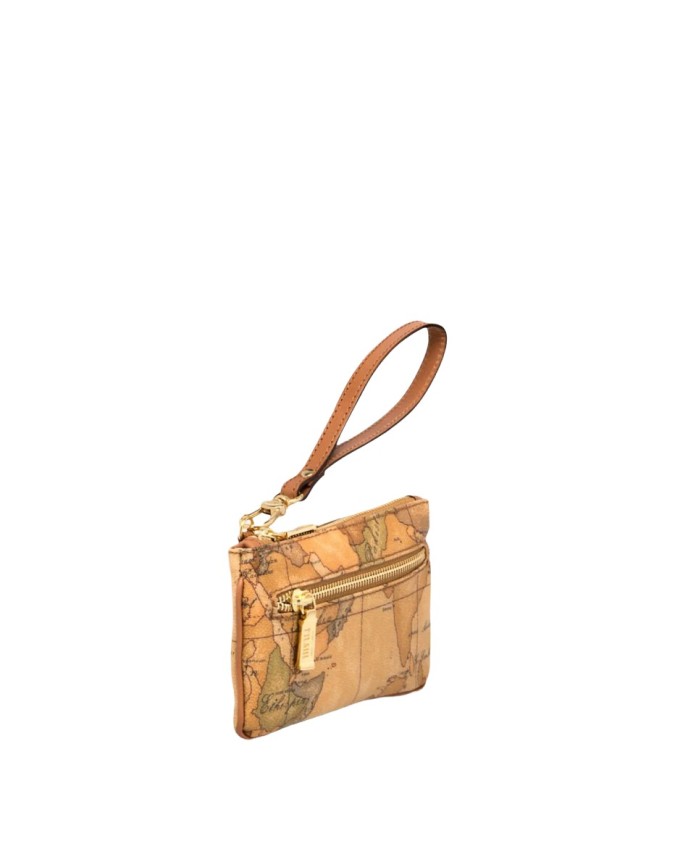 Alviero Martini Prima Classe - Pochette a mano in tessuto stampato Geo Classic con occhiello