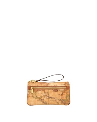 Alviero Martini Prima Classe - Pochette in tessuto stampato Geo Classic grande con occhiello