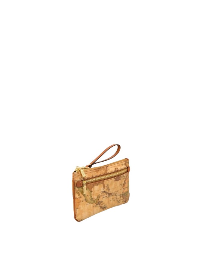 Alviero Martini Prima Classe - Pochette in tessuto stampato Geo Classic grande con occhiello