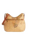 Alviero Martini Prima Classe - Borsa Media a tracolla i pelle e tessuto goffrato Geo Classic