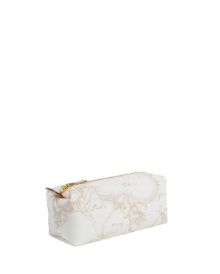 Alviero Martini Prima Classe - Astuccio in pelle naturale e tessuto goffrato con zip  Geo White 2