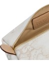 Alviero Martini Prima Classe - Astuccio in pelle naturale e tessuto goffrato con zip  Geo White