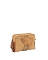 Alviero Martini Prima Classe - Borsa a tracolla media in pelle naturale e tessuto goffrato Geo Classic