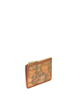 Alviero Martini Prima Classe - Portatessere in pelle naturale e tessuto goffrato con zip Geo Classic 2