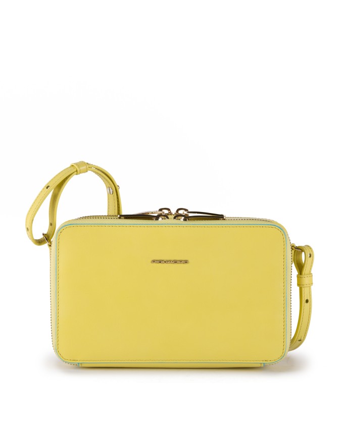 Piquadro - Borsa a tracolla in pelle con doppio scomparto Blue Square