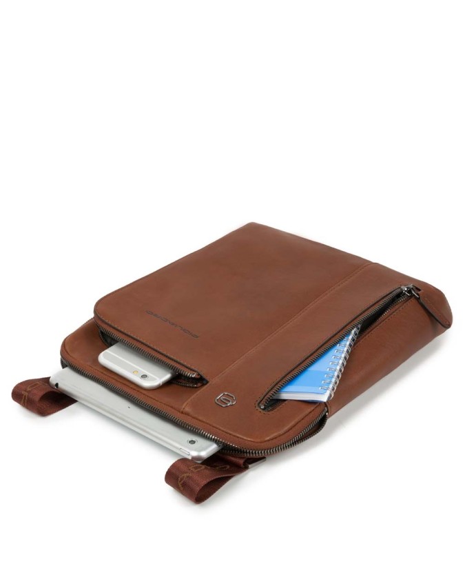 Piquadro - Borsello in pelle piatto nero Black Square