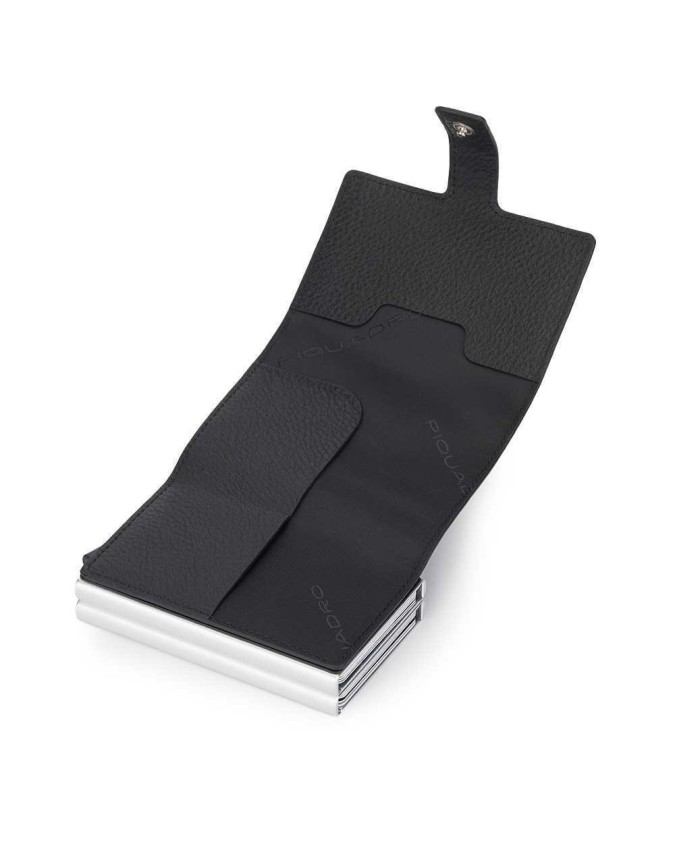 Piquadro - Porta carte di credito in metallo e pelle Modus
