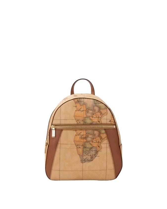 Alviero Martini Prima Classe - Zaino in tessuto stampa Geo Classic con inserti frontali in pelle