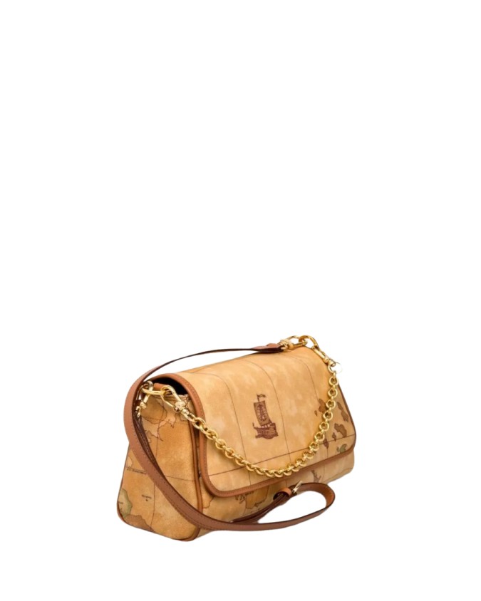 Alviero Martini Prima Classe - Borsa a tracolla in tessuto stampato con cartina geografica Geo Classic