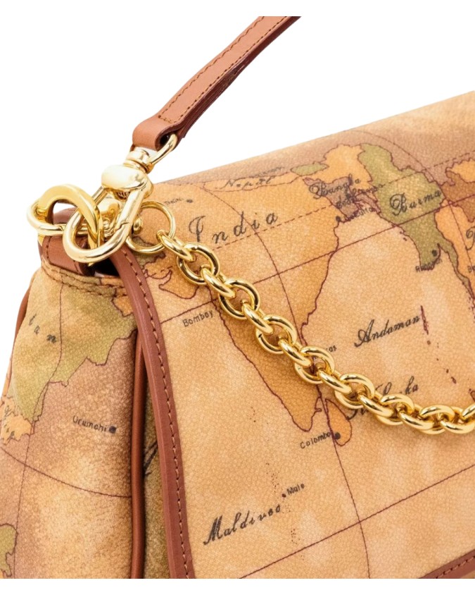 Alviero Martini Prima Classe - Borsa a tracolla in tessuto stampato con cartina geografica Geo Classic