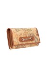 Alviero Martini Prima Classe - Portafoglio donna in pelle naturale e tessuto goffrato con patta Geo Classic