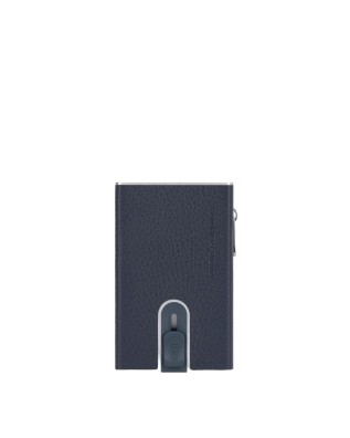 Piquadro - Porta carte di credito sliding system in metallo e pelle Modus