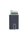 Piquadro - Porta carte di credito sliding system in metallo e pelle Modus