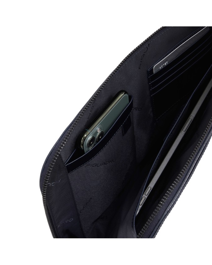 Piquadro - Pochette media in pelle zip around