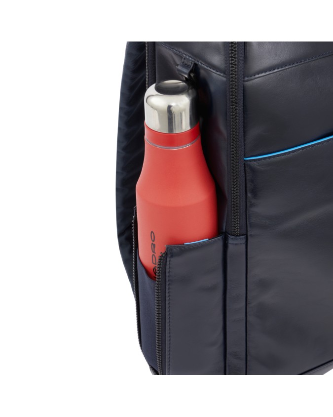 Piquadro - Zaino in pelle porta 15,6" e porta iPad® Blue Square