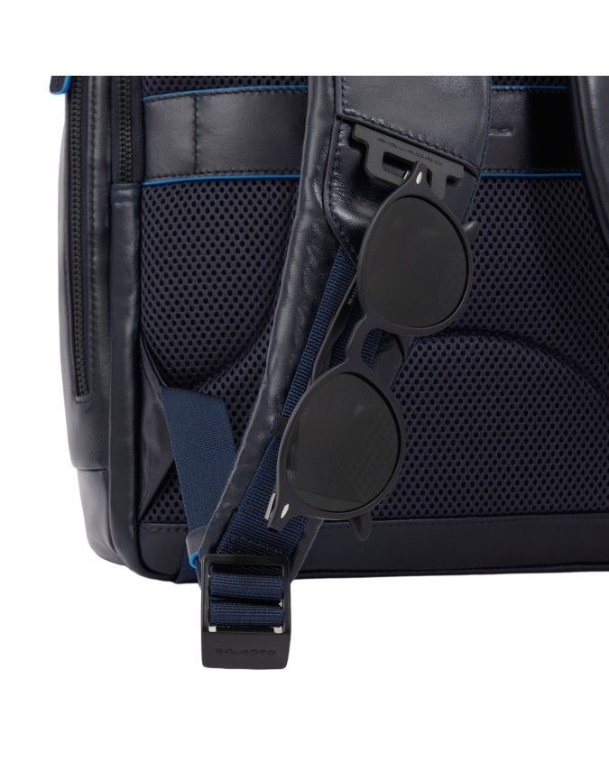 Piquadro - Zaino in pelle porta 15,6" e porta iPad® Blue Square