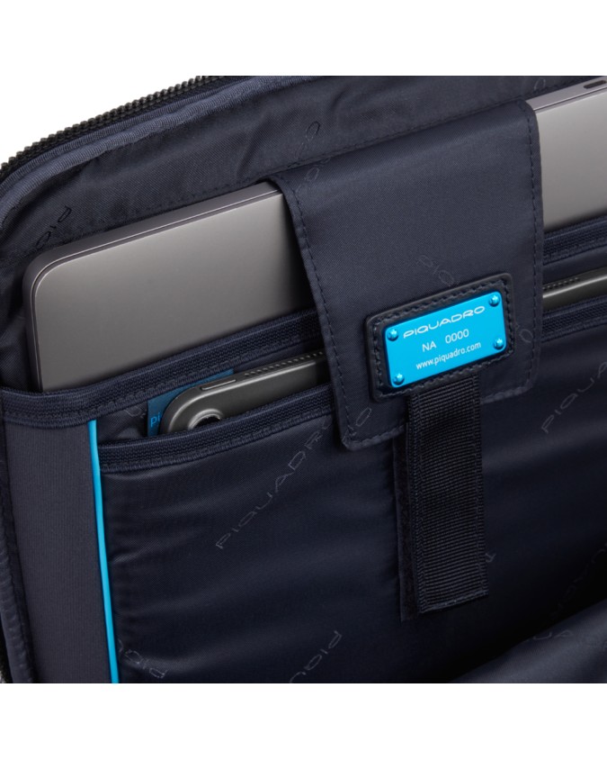 Piquadro - Zaino in pelle porta 15,6" e porta iPad® Blue Square
