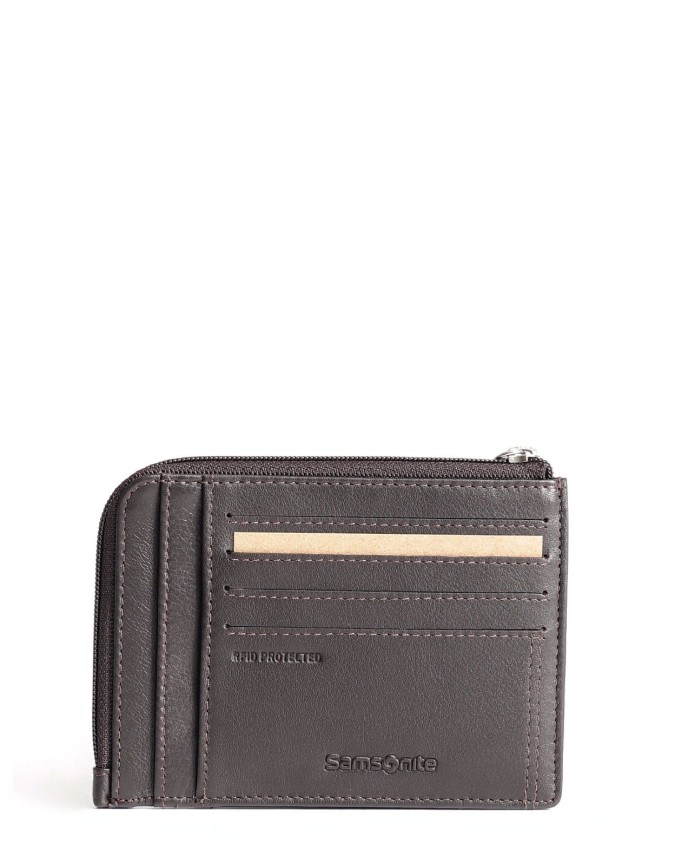 Samsonite - Porta carte di credito in pelle con zip centrale Attack 2 Slg