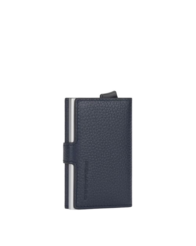 Piquadro - Porta carte di credito in pelle e metallo con protezione anti-frode RFID