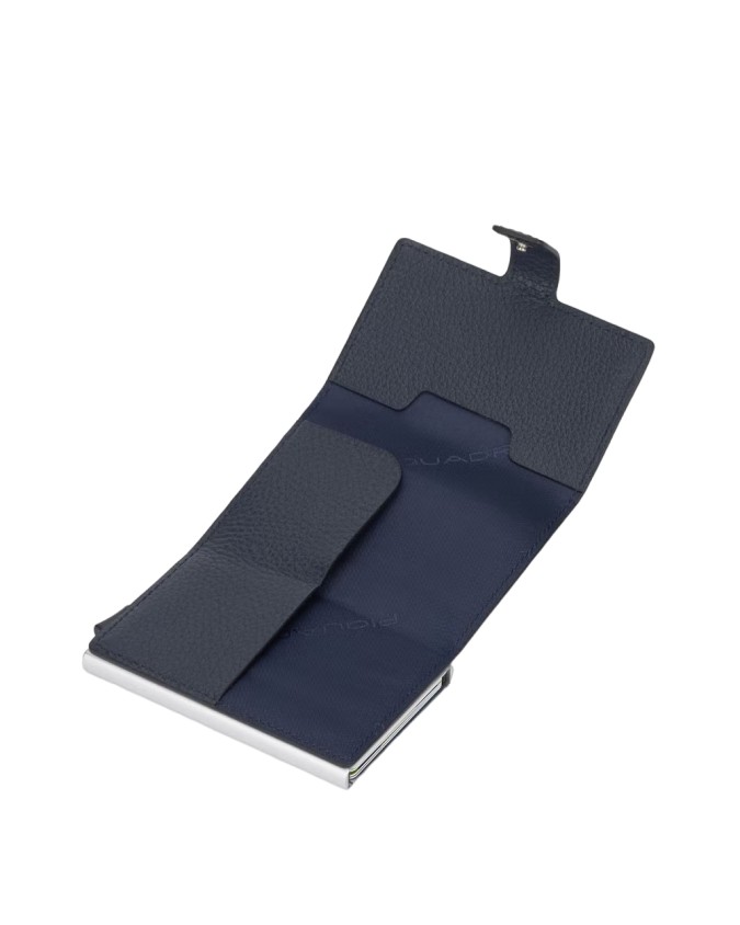 Piquadro - Porta carte di credito in pelle e metallo con protezione anti-frode RFID