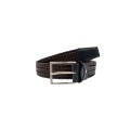 Made In Italy - Cintura uomo in pelle intrecciata bicolore blu/cuoio