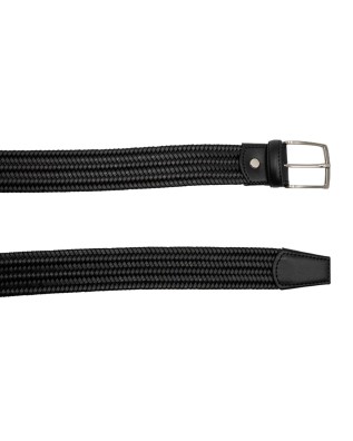 Made In Italy - Cintura uomo in pelle intrecciata elasticizzata Nero 2